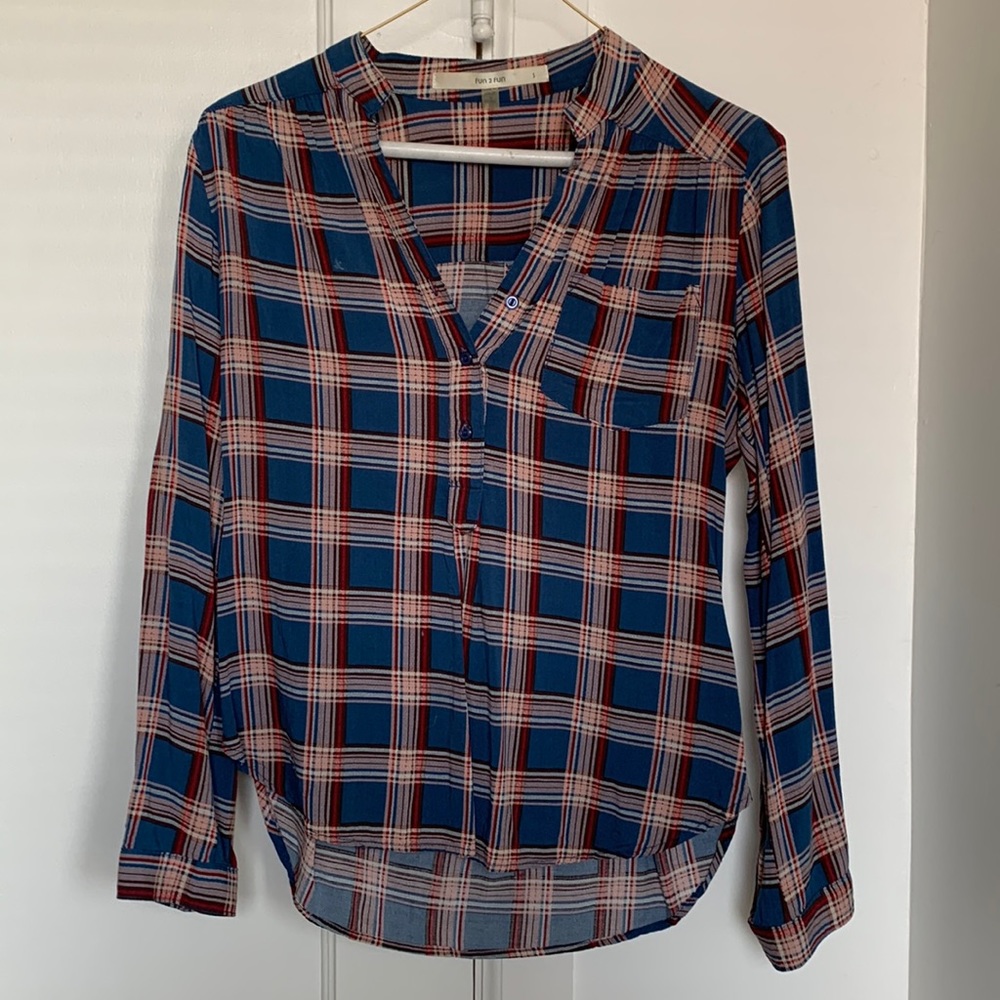 fun 2 fun Plaid Top